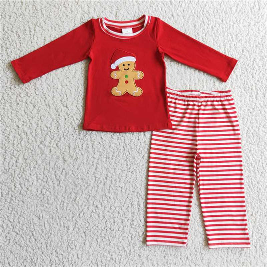 RTS NO MOQ（In Stock) BLP0122 Embroidered Christmas Long Sleeve Pants Set
