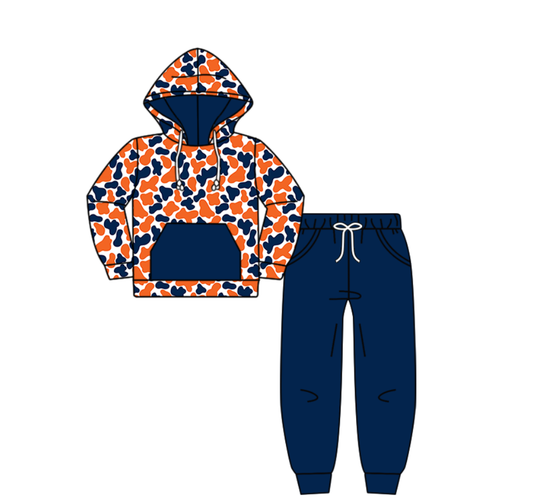 Custom moq 5 mix size milk silk summer team baby boy clothes camouflage hooded long sleeve pants sets-25.8.6
