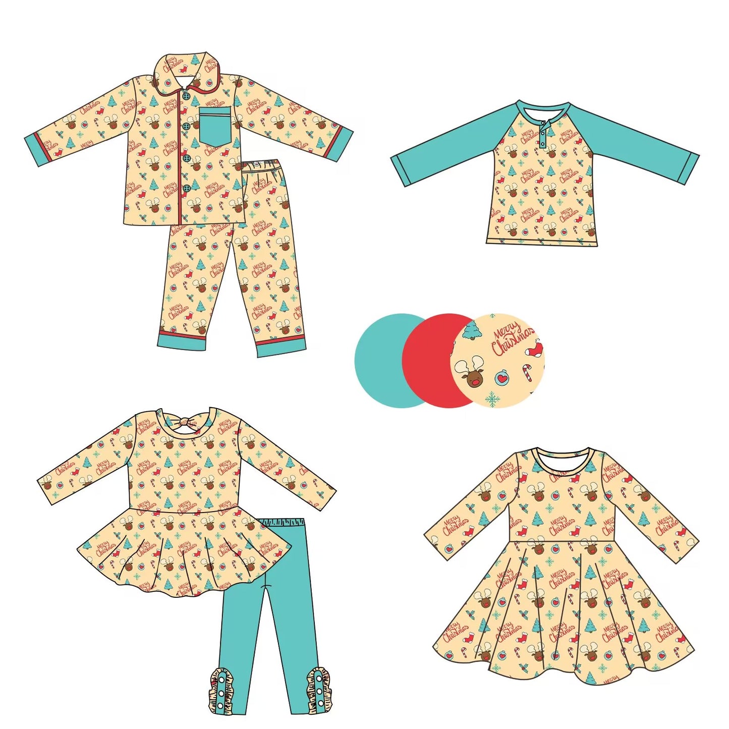 Custom moq 5 each style eta 6-7weeks baby girl clothes Christmas long sleeve pants set 2 and dress and top -25.8.29