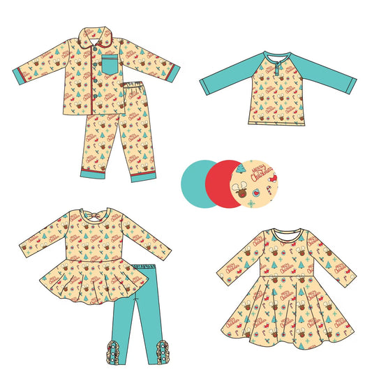 Custom moq 5 each style eta 6-7weeks baby girl clothes Christmas long sleeve pants set 2 and dress and top -25.8.29