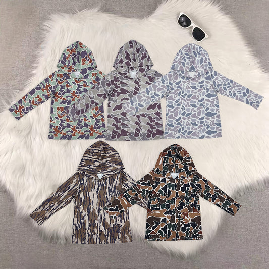 RTS NO MOQ baby girl clothes camouflage hooded long sleeved tops