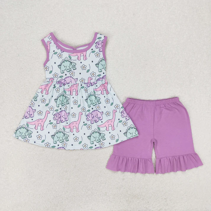 RTS NO MOQ girls short-sleeved shorts suit & short-sleeved sets