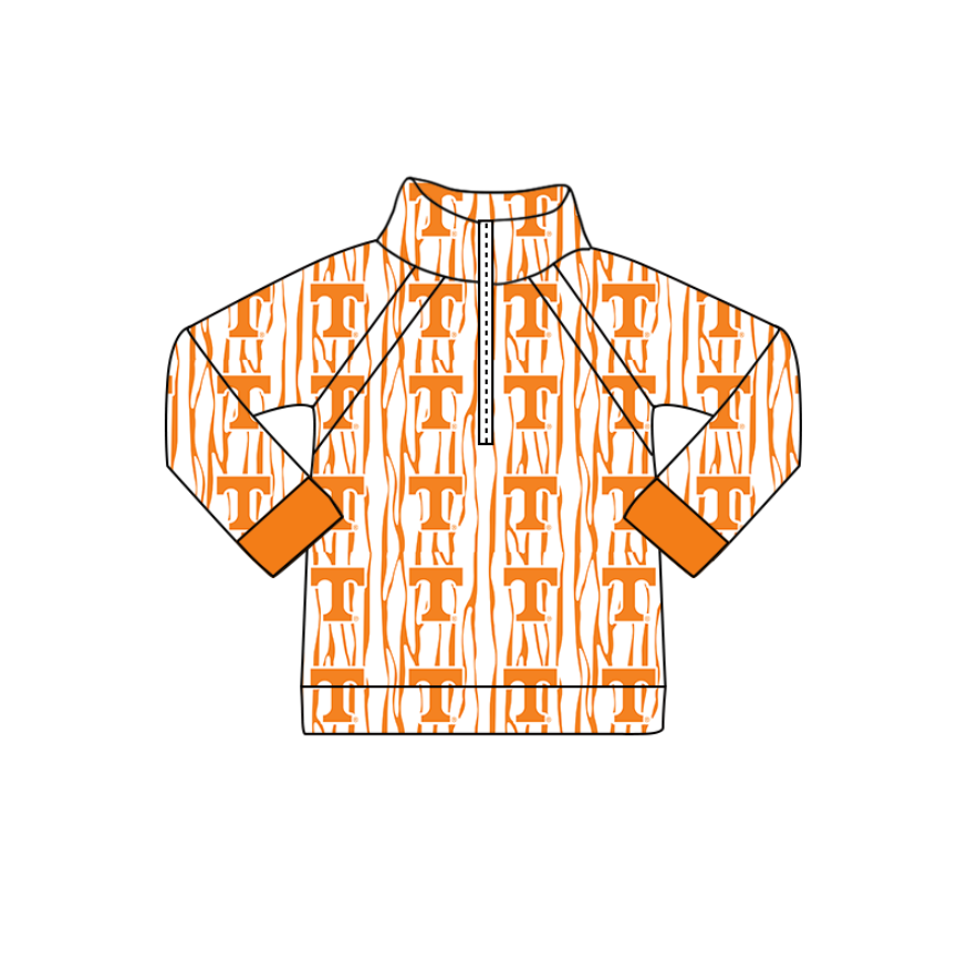 Custom moq 5 mix size milk silk summer team baby girls and boys clothes orange long sleeve top-25.10.30