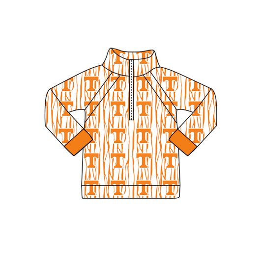 Custom moq 5 mix size milk silk summer team baby girls and boys clothes orange long sleeve top-25.10.30