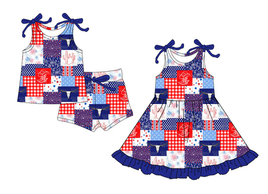 4.4 custom each style moq 5eta 4-6week Sibling Sister boots catcus baby girl short sleeve shorts sets and dresses match design