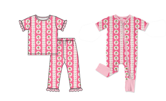 11.13 custom each style moq 5eta 4-6week Sibling Sister strawberry pink baby girls short sleeve sets and rompers match design