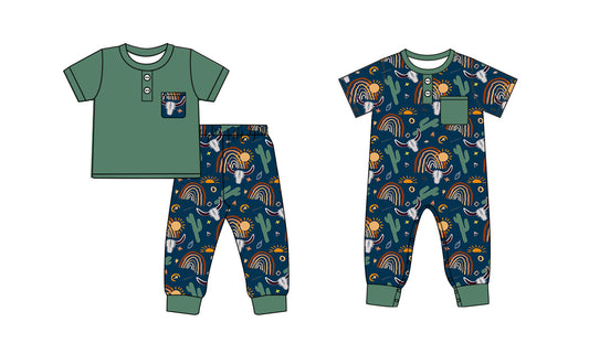 25.9.25 custom each style moq 8 eta 6-8week Sibling Sisters rainbow catcus baby boy clothes short sleeve pants sets and romper match family design