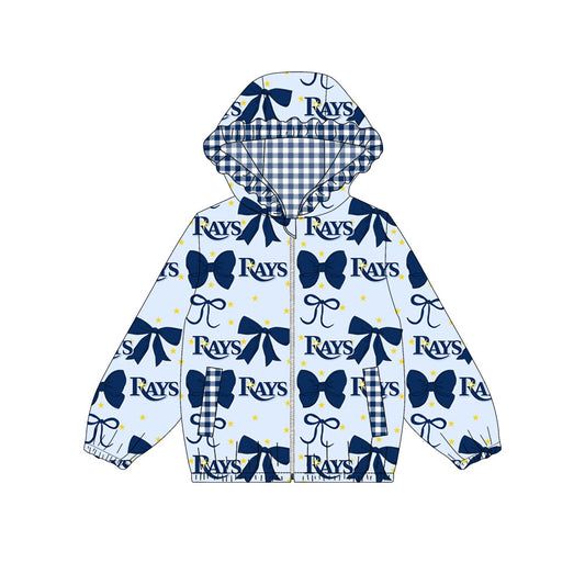1003-Custom moq 8 mix size milk silk summer team baby girls clothes bow blue hooded long sleeve top-25.10.9