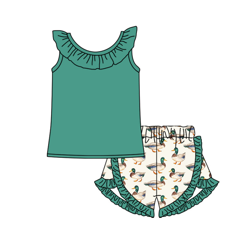 11.27 custom each style moq 5eta 4-6week Sibling Sister duck baby girl short sleeve shorts fish sets 1 and easter sets 2 match design