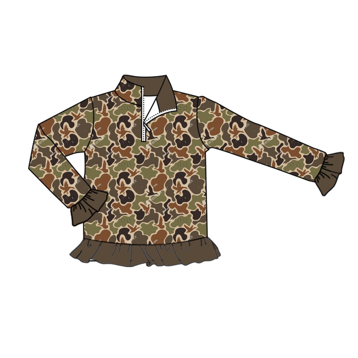 5.11 custom each style moq 5 eta 4-5 week Camouflage style printed long sleeve tops for boys and girls