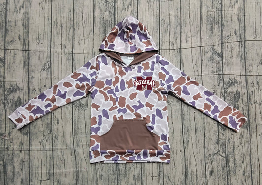 Custom moq 5 mix size milk silk baby boys clothes team camouflage summer hooded long sleeve top-25.11.20