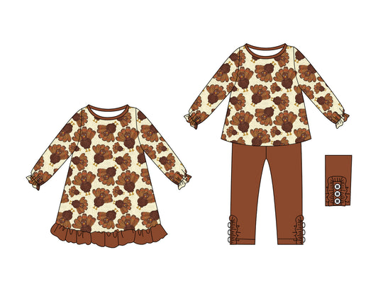 25.7.21 custom each style moq 5eta 4-6week Sibling Sisters turkey baby girl long sleeve pants sets and dress match family design
