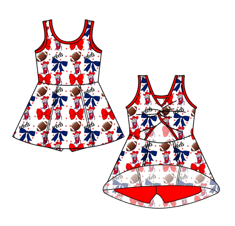 Custom moq 5 each style eta 6-7weeks baby girl clothes team SUMMER DRESS navy blue