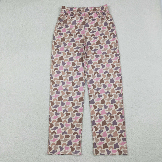 RTS NO MOQ（In Stock) P1001 Adult Women's Pocket Pink-Brown Camouflage Pants