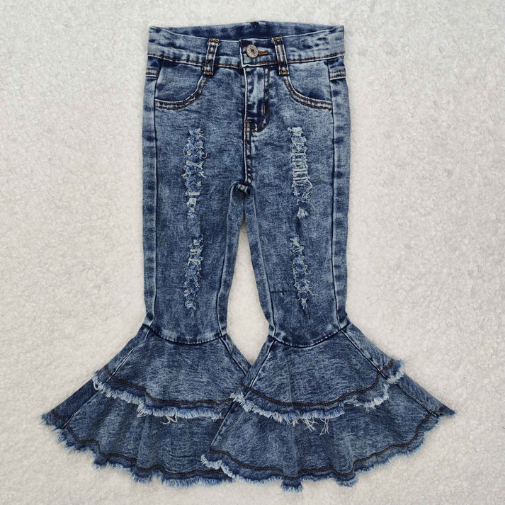 RTS NO MOQ Sibling Baby Girls Clothes Jeans: Flared & Ripped