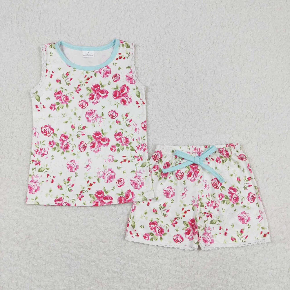 Baby Girls Flowers Shirt Top Shorts Sibling Sister Pajamas Clothes Sets