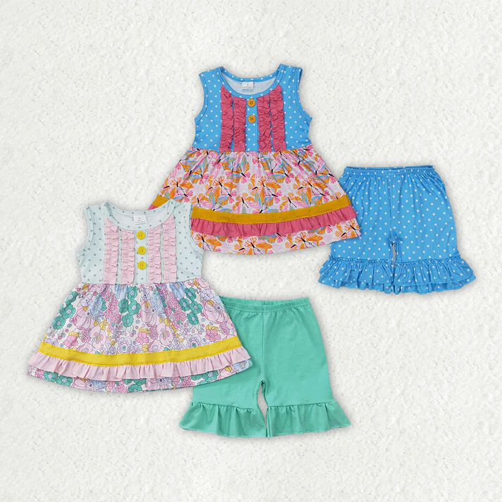 RTS Boys and girls floral Short Sleeve Shorts sets