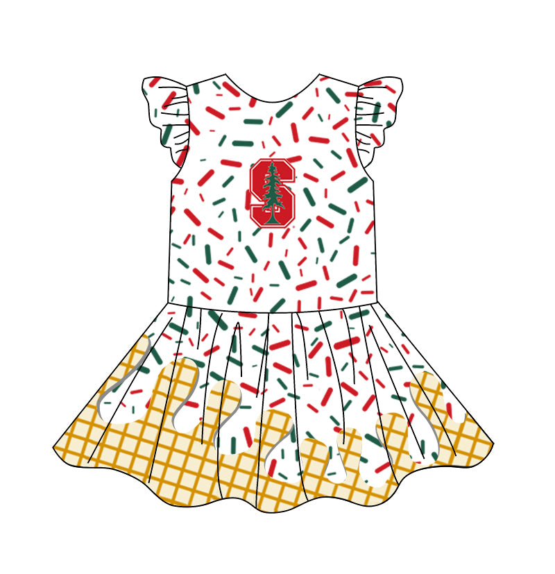 custom moq 3 eta 6-7weeks baby girls clothes team flying Sleeves Dress