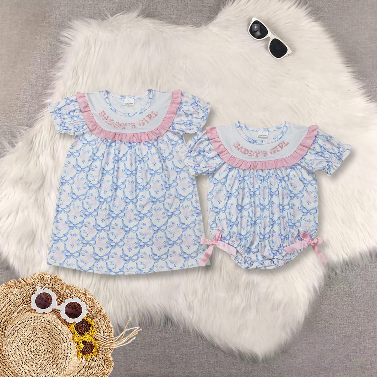RTS baby girls clothes embroidery DADDY GIRL short Sleeve dress romper