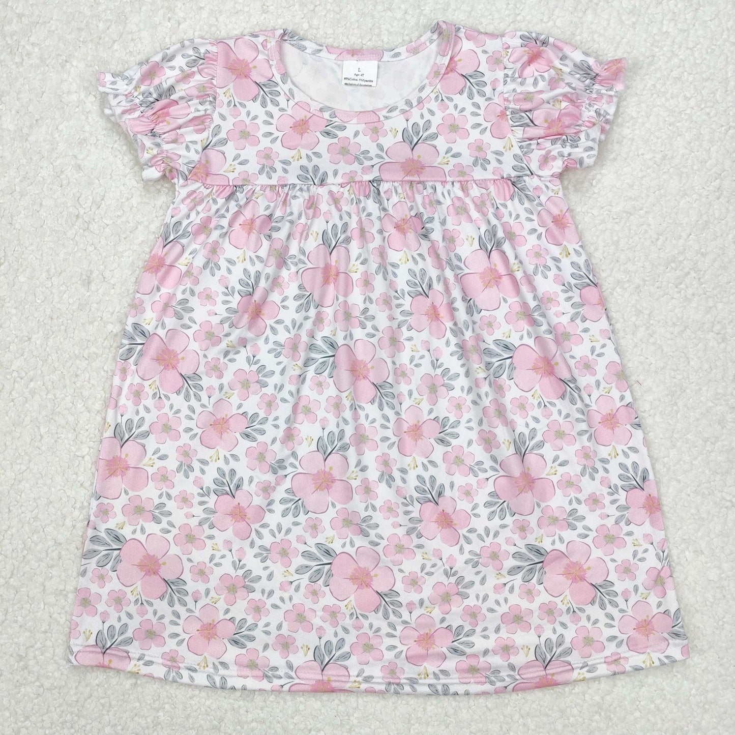 RTS NO MOQ ETA 5/7days Arrived GSD2026 Pink flower leaf beige short-sleeved dress