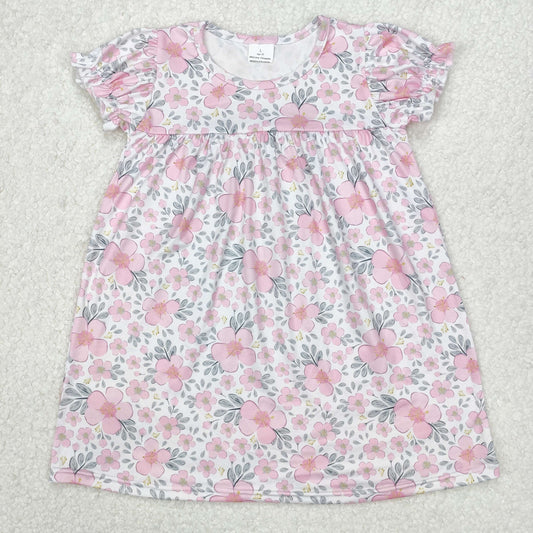 RTS NO MOQ ETA 5/7days Arrived GSD2026 Pink flower leaf beige short-sleeved dress