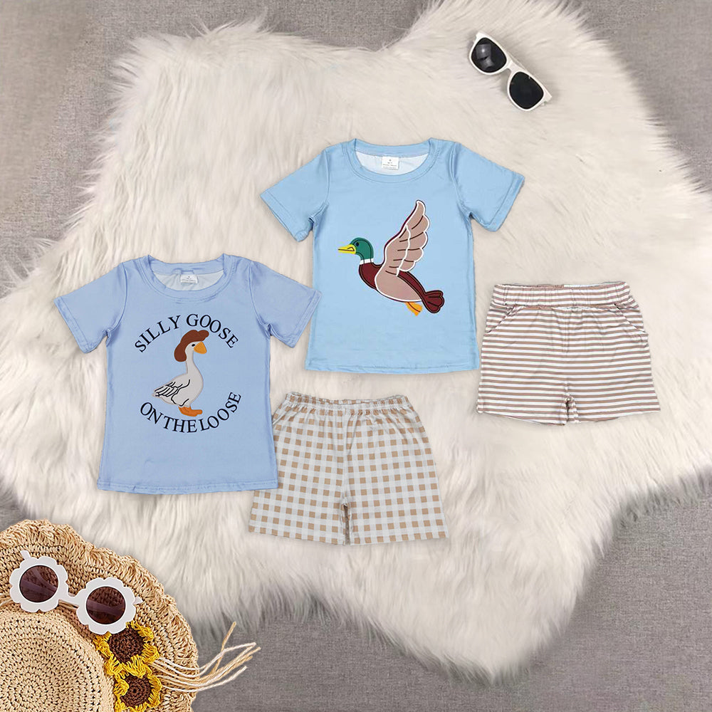 RTS Boys and girls embroidery Short Sleeve Shorts sets