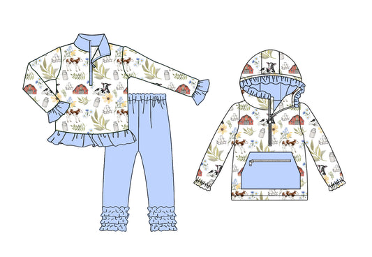 25.8.27 custom each style moq 5eta 4-6week Sibling Sisters baby girl long sleeve pants sets and top match family design
