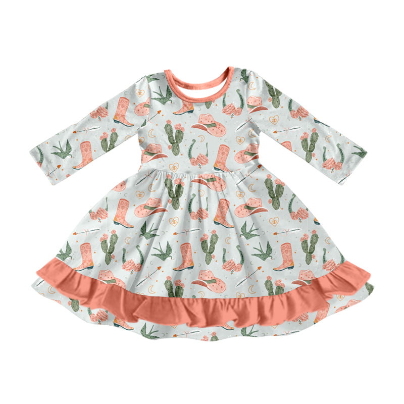 9.7 custom each style moq 5eta 4-6week Sibling Sister catcus boots hats baby girl sets and dress and rompers match family design