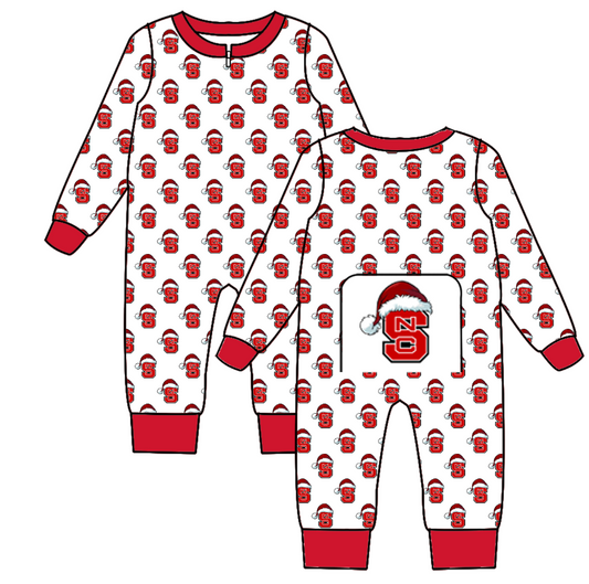 Custom moq 5 eta 6-8weeks   Santa hat red SZC team long sleeve boys romper