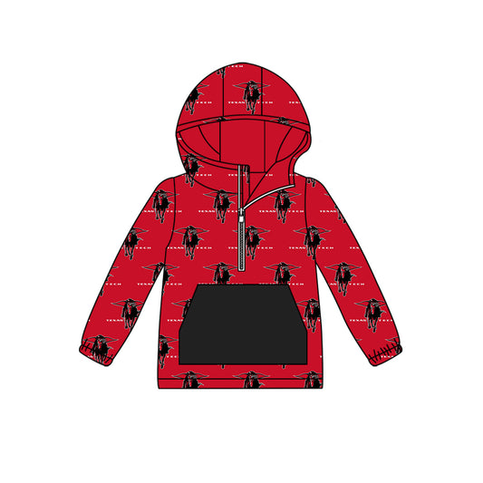 custom moq 5 tat about 6-8week Red and black zip-up hoodie with pockets