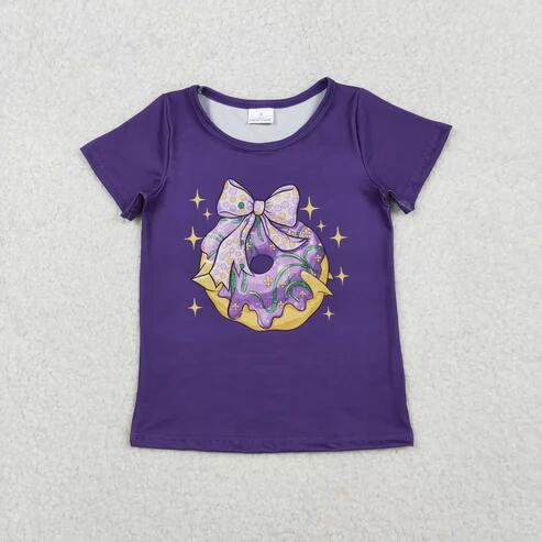 RTS NO MOQ Sibling Baby Boys Girls Short Sleeve Mardi Gras T-shirts Top