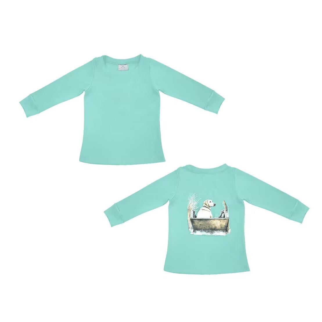 Deadline October 2 custom no moq eta 6-8weeks  Hand-painted puppy pattern-lake green long-sleeved top