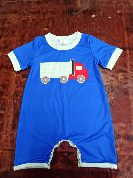 Custom moq 3 eta 6-7weeks baby boys clothes blue short sleeve romper