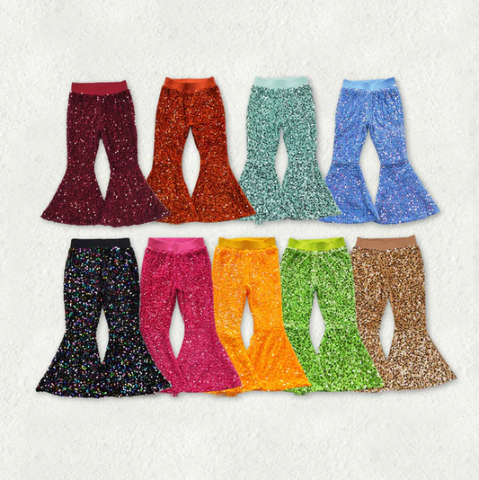 RTS NO MOQ Sibling baby girl clothes SEAUIN All Colors Sequined Gari Safety Pants add  lining