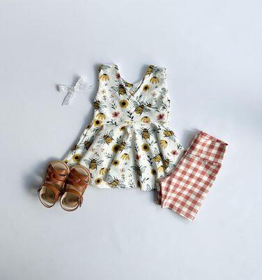 GSSO0743 Flower Bee Beige Sleeveless Red and White Plaid Shorts Suit