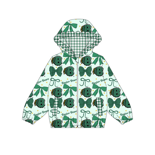 1003-Custom moq 8 mix size milk silk summer team baby girls clothes bow green hooded long sleeve top-25.10.9