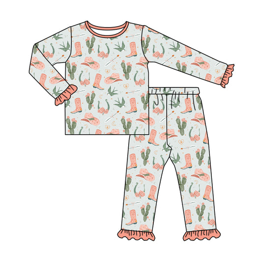 9.7 custom each style moq 5eta 4-6week baby girls clothes catcus hat boots long sleeve pants sets