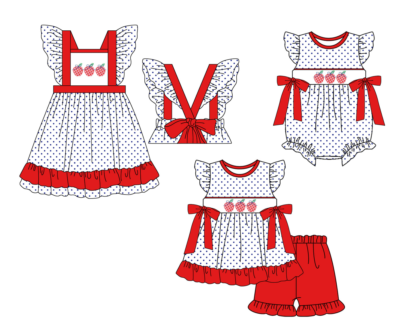 11.23 custom each style moq 5eta 4-6week Sibling Sister strawberry baby girl short sleeve shorts sets and dress and rompers match family design
