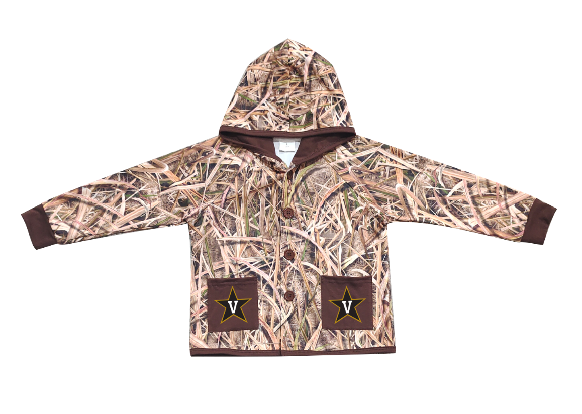 Custom moq 5 mix size milk silk baby boys clothes team summer camouflage button hooded long sleeve top-25.11.25