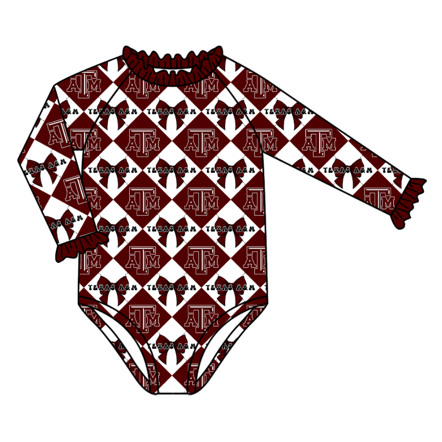 Custom moq 5 mix size Dark red swim fabric Checkered team swimsuits girls  swim