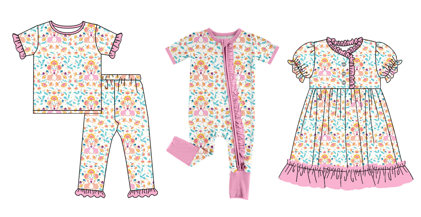 12.14 custom each style moq 5eta 4-6week Sibling Sister easter baby girl sets and dress and rompers match family design