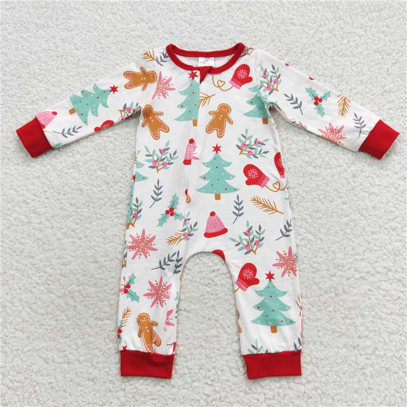 Baby boys girls Christmas style Christmas tree and cookies print on white Family Series Siblings Set