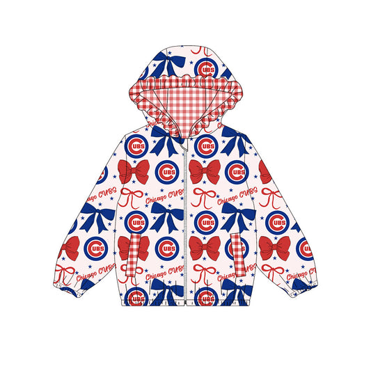 1002-Custom moq 8 mix size milk silk summer team baby girls clothes bow red and blue hooded long sleeve top-25.10.9