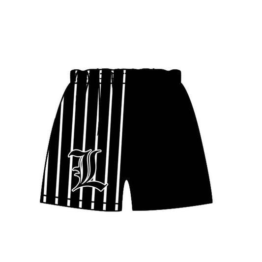custom moq 5 mix size RLJS0103 Adult And Kids Letter Print Two Tone Split Color Shorts Black White Vertical Stripe Casual Shorts