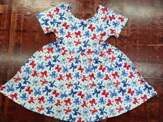 Custom moq 3 eta 6-7weeks baby girl clothes bow short sleeve dress-25.4.30