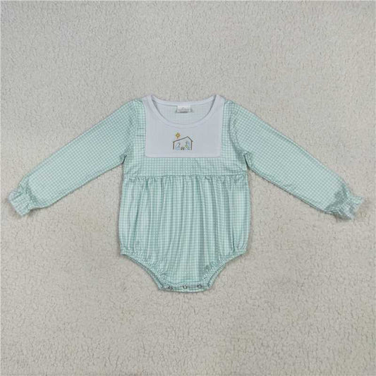 RTS NO MOQ（In Stock ) LR2265 Embroidered Christmas long-sleeved jumpsuit