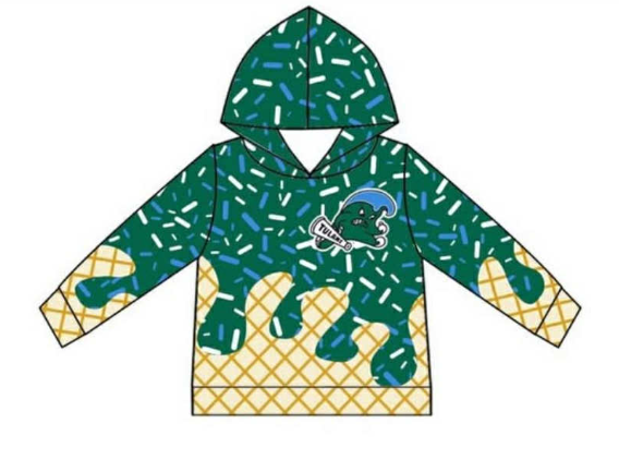 Custom moq 5 mix sizes Children's boutique clothing Green, white and blue ice cream clothing