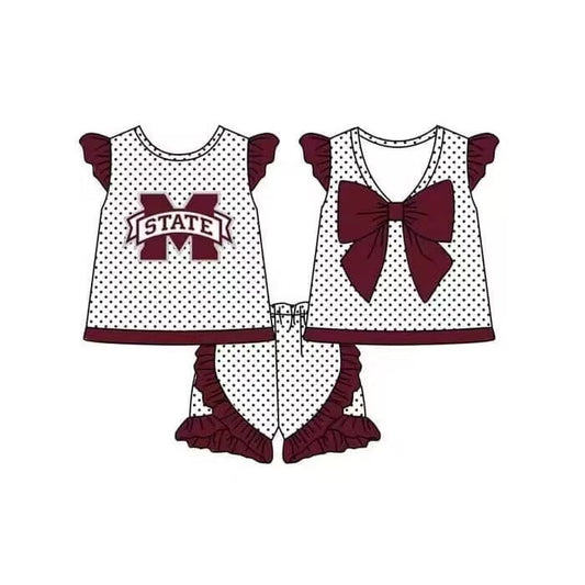 mississippi state Summer Girl short sleeve short Set