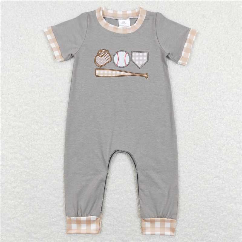 RTS NO MOQ Girls Boys embroidery baseballl Clothes Sets and dress and romper