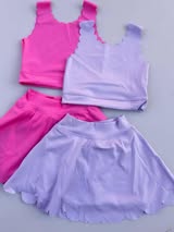 RTS NO MOQ Sibling baby girl clothes solid color skirt yoga sets